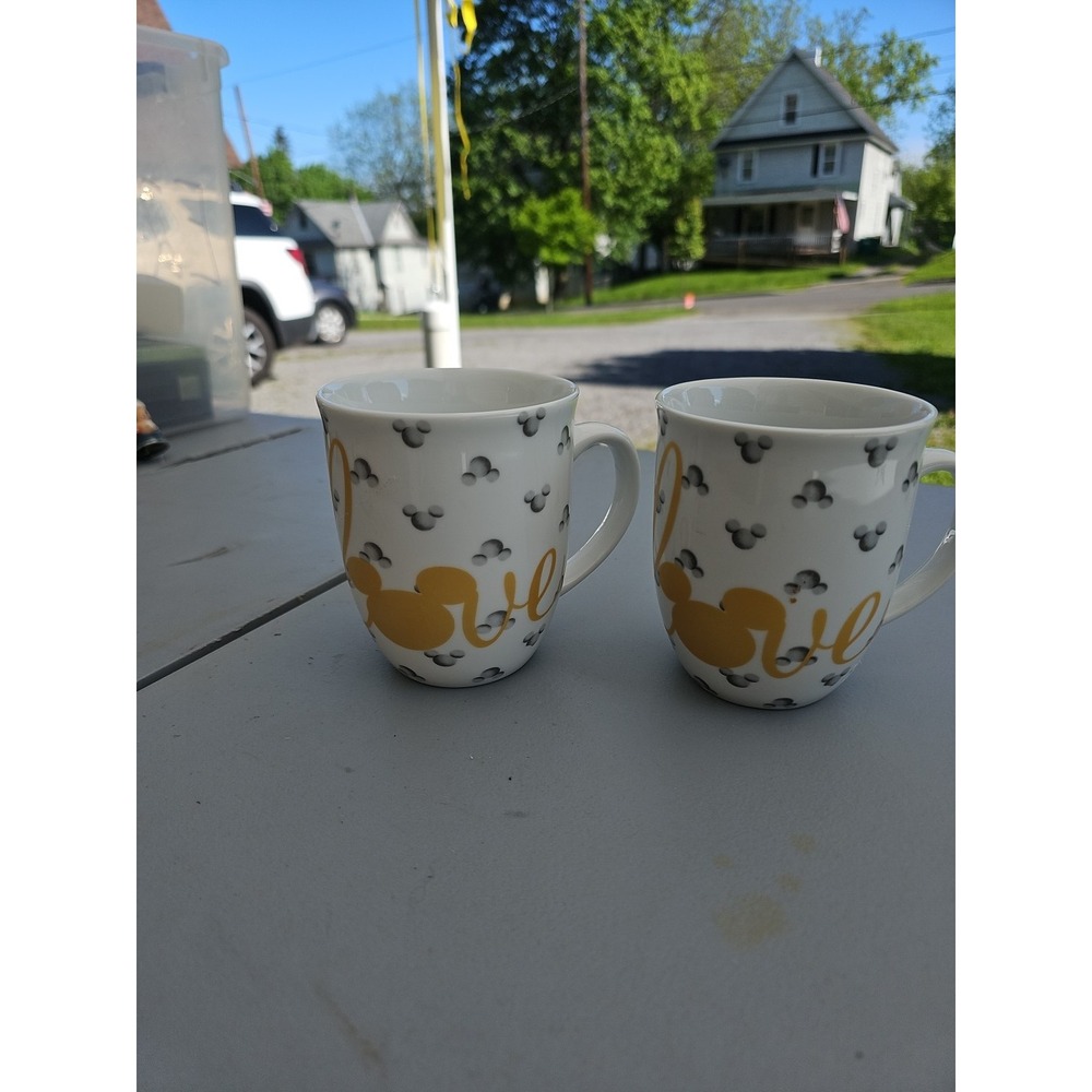 Mickey Mouse 90 Years Of Magic Love Ceramic Coffee Mug Lot Of 2 Excellent